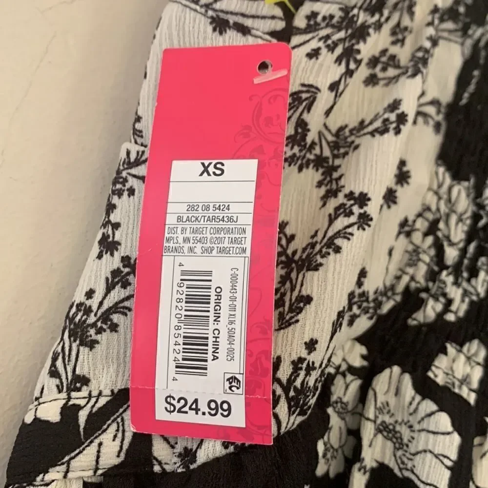 XHILARATION DRESS Black and white floral sundress Size XS NWT